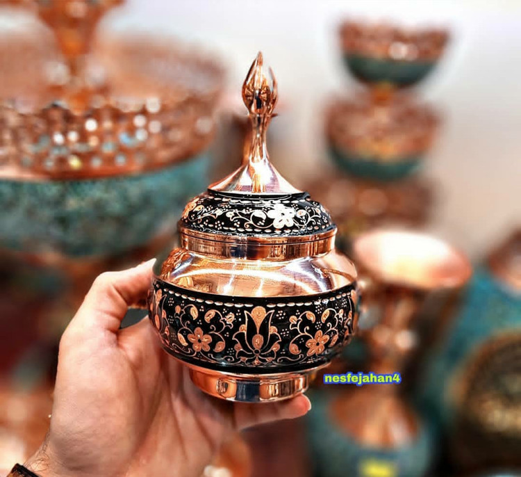 قندان مسی طرح الماس تراش